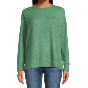 NWT Time and Tru Women Crewneck Soft Hacci Knit Green Pullover, size XL (16-18)